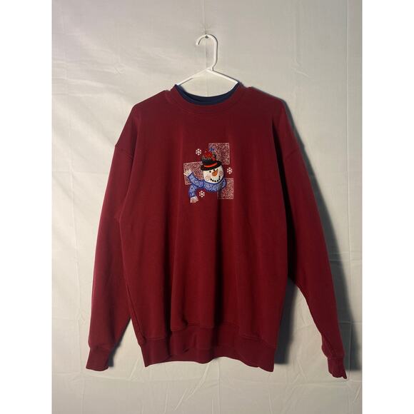 M&C Sportswear Red Grandma Embroidered Snowman Crewneck Sweater Women's XL - Picture 1 of 3